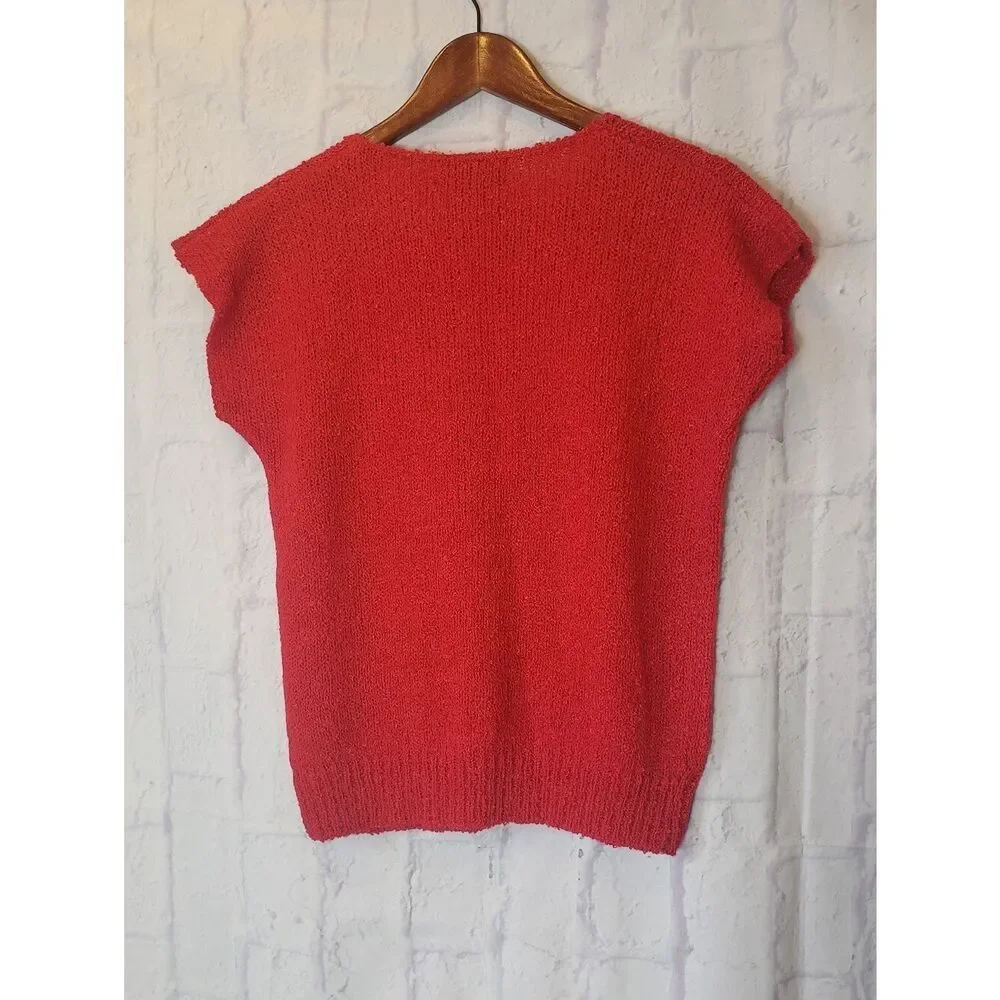 VINTAGE LE CHOIS Sequin Applique Cap Sleeve Sweater Medium